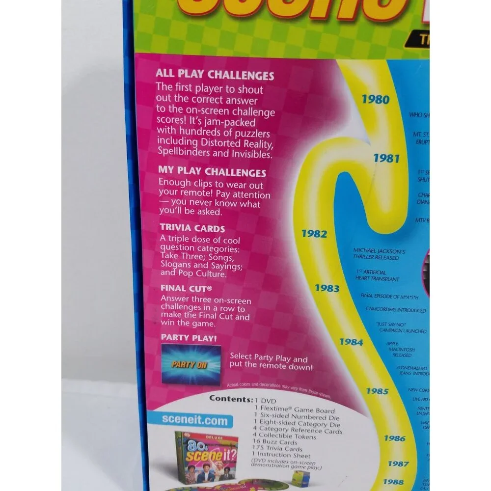 Scene It '80s Deluxe Edition DVD Trivia Game 2009 Complete Board Game